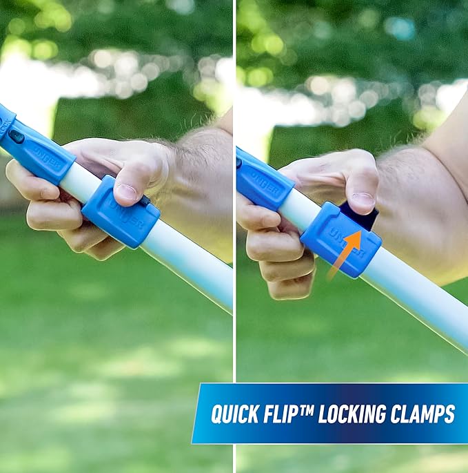 Unger Professional Connect and Clean 6’-12’ Aluminum Telescopic Extension Pole with Locking Cone and Quick-Flip Clamp, Compatible with Cleaning Tool Attachments, Indoor and Outdoor Use