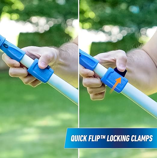 Unger Professional Connect and Clean 18” Grip Microfiber Window Scrubber with 8’ Pole, High-Access Glass Surface Household Cleaning Supplies and Tools, Reusable Microfiber Sleeve