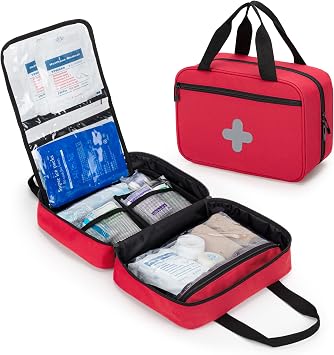 CURMIO Empty First Aid Kits Case, Portable Emergency Kit Organizer, Red