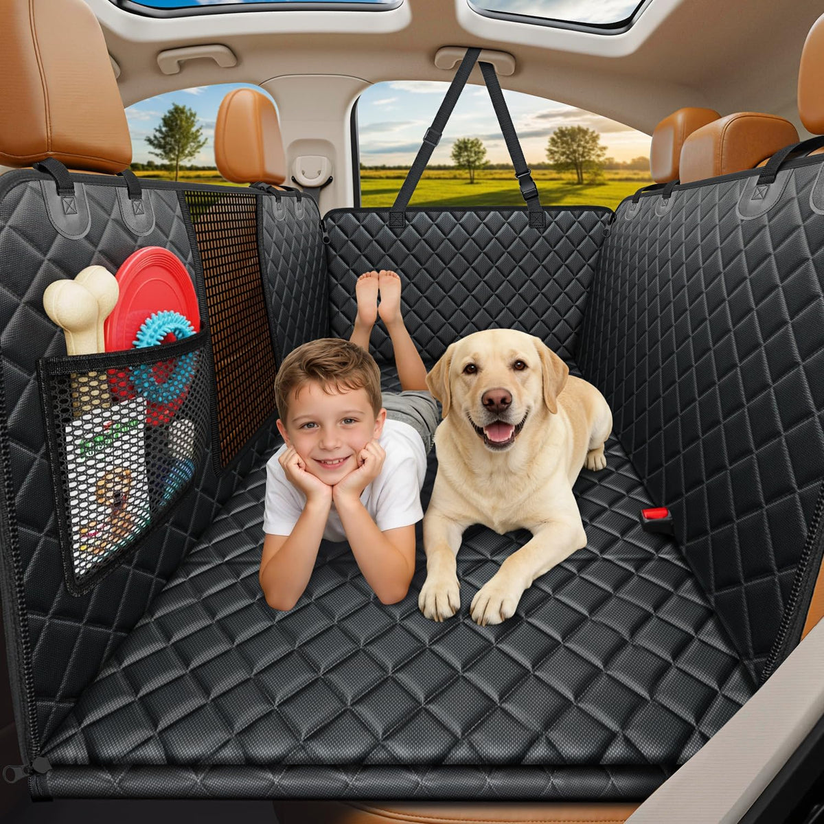 Hard Bottom Dog Car Seat Cover, Back Seat Extender for Cars & SUVs