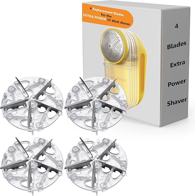 Pionix Extra Power Lint Remover Fabric Shaver Replacement Blades (4 Pack), Used to Replace The Blades of Pionix Fabric Shaver-Best Fuzz Pill Bobble Remover for Fabric Fleece Curtains Clothes, Clear