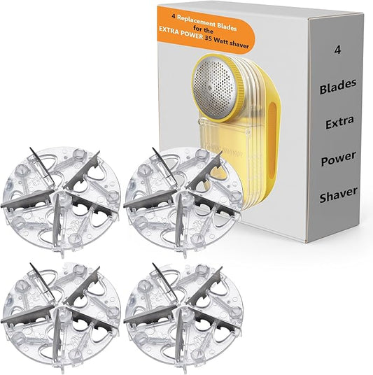 Pionix Extra Power Lint Remover Fabric Shaver Replacement Blades (4 Pack), Used to Replace The Blades of Pionix Fabric Shaver-Best Fuzz Pill Bobble Remover for Fabric Fleece Curtains Clothes, Clear