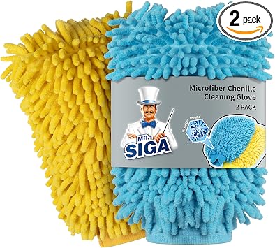 MR.SIGA Microfiber Car Wash Mitt, Chenille Wash Mitt for Car Washing