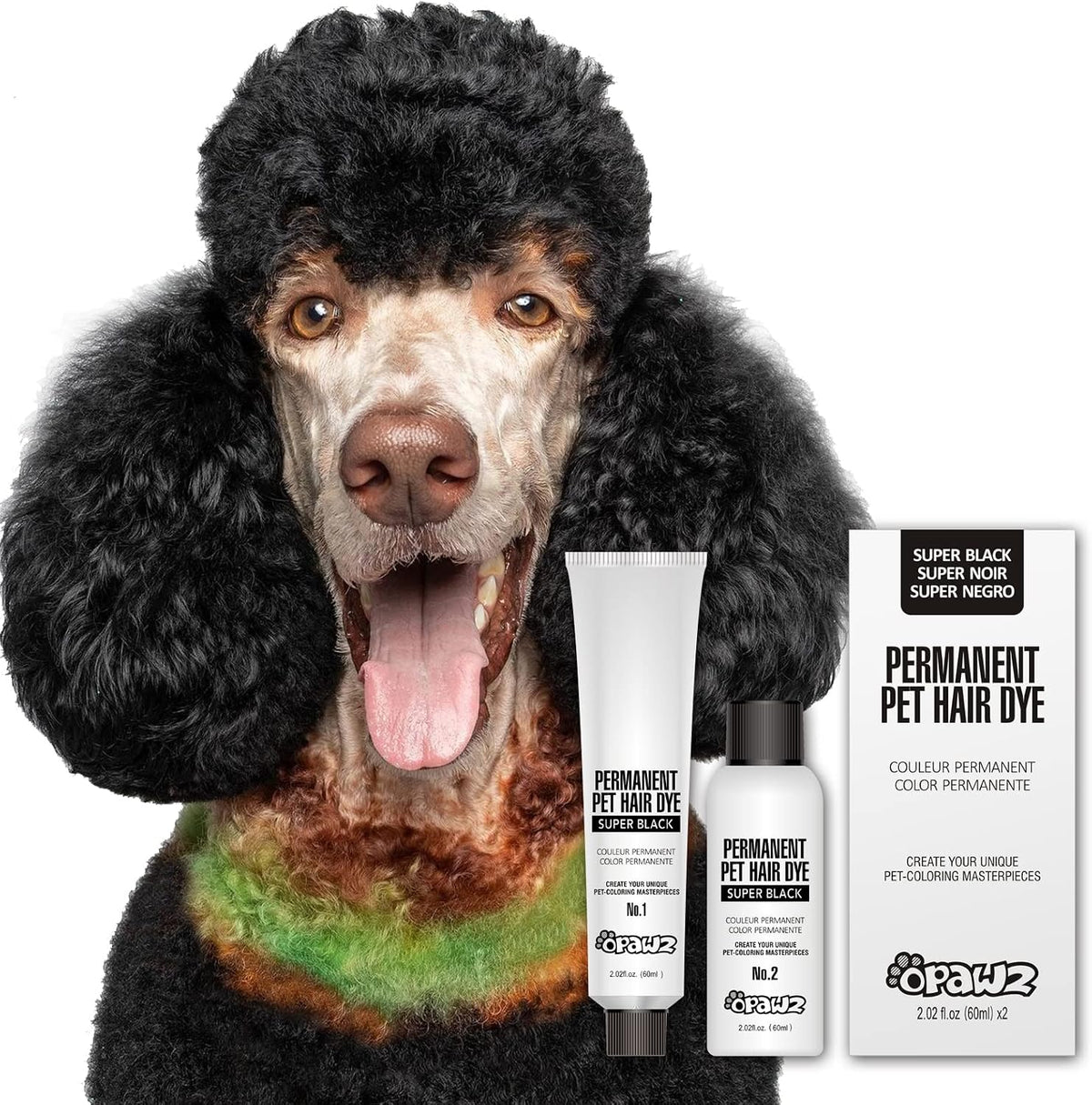 Permanent Dog Hair Dye, Pet Hair Dye Safely Used by Grooming Salons for a Decade, Pet Safe Dye Lasts Over 20 Washes, Bright Color for Dogs and Horses (Super Black)
