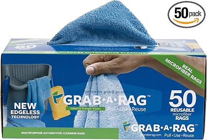 Grab a Rag R-004004 Blue 12x12 Microfiber Auto Towel, 50 Pack