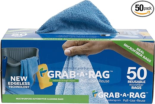 Grab a Rag R-004004 Blue 12x12 Microfiber Auto Towel, 50 Pack