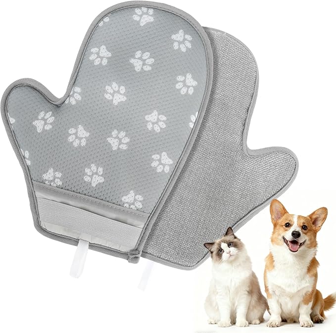 EXPAWLORER Pet Hair Removal Glove for Dogs & Cats, Washable Reusable Electrostatic Magic Brush Pet Hair Remover Glove, Upgraded Fur Removal Tool Grooming for Carpet Couch Sofa Clothing Car Seat, M