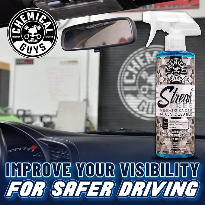 Chemical Guys CLD300 Streak Free Glass & Window Cleaner (Works on Glass, Windows, Mirrors, Navigation Screens & More; Car, Truck, SUV and Home Use), Ammonia Free & Safe on Tinted Windows, 128 fl oz