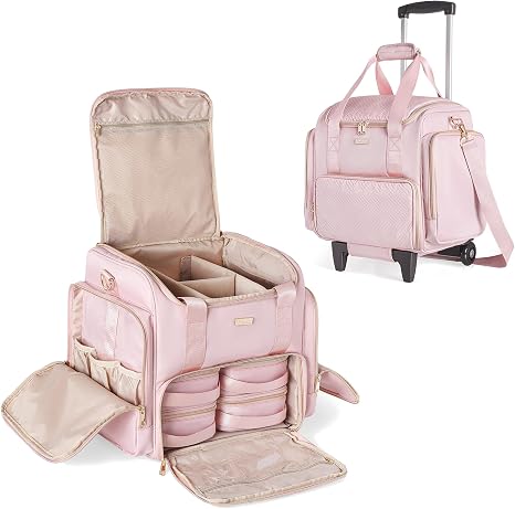 Rolling Makeup Case, Professional Makeup Train Case with Wheels