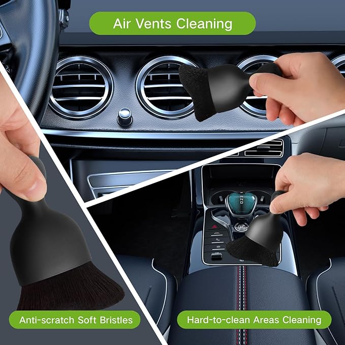 Qydipclin 10pcs Windshield Cleaning Tool Inside Car Window Cleaner Wash Kit with 4 Reusable Microfiber Pads 1 Spray Bottle and Extendable Handle Interior Auto Glass Wiper Kit, Green