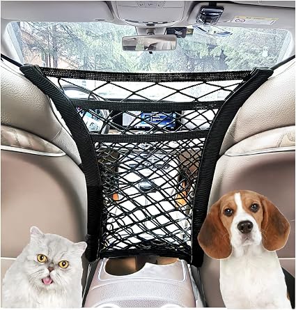 3-Layer Car Mesh Organizer, Seat Back Net Bag, Driver Storage Netting Pouch, Barrier of Backseat Pet Kids, Cargo Tissue 