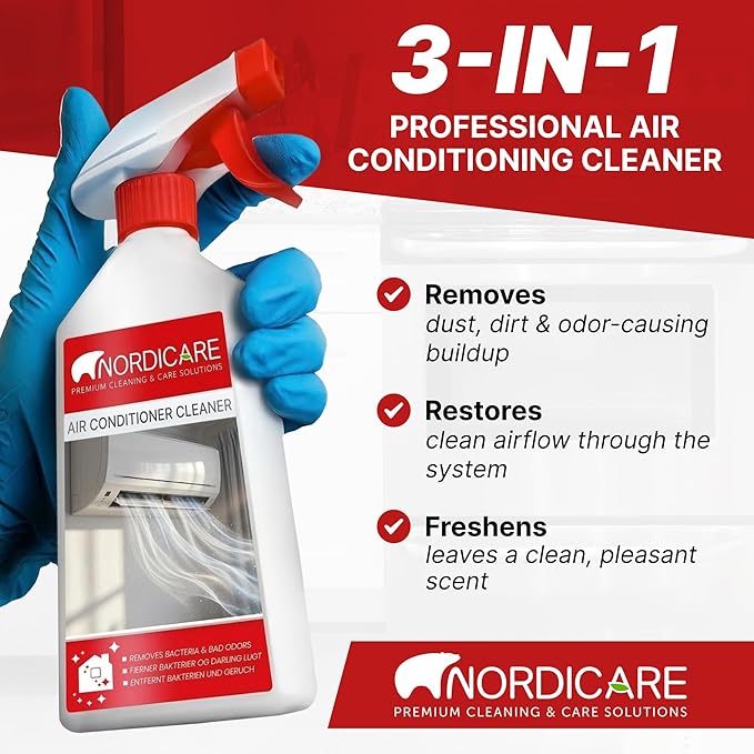 Nordicare Air Conditioner Cleaner Spray – Professional Cleaning for Ducts, Filters & Vents – Odor Neutralizer for Home & Car AC Systems – 17.6oz ml Spray Bottle