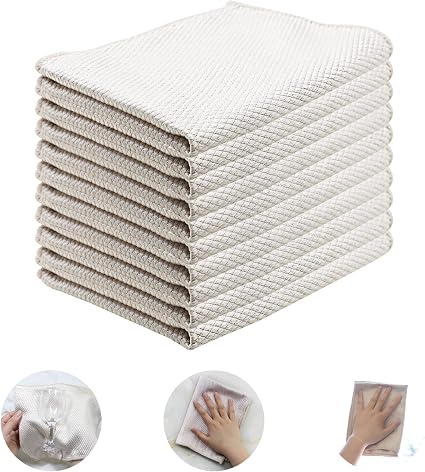 Choicy Microfiber Cleaning Cloth Reusable Cleaning Cloths Cleaning Rags 10Pcs 12×16inch Lint Free Dish Cloths No Odor Fi