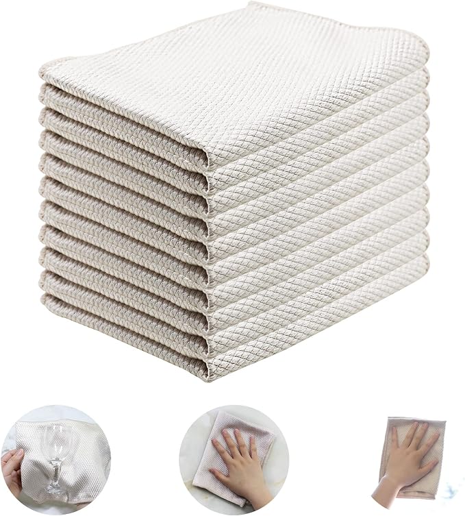 Choicy Microfiber Cleaning Cloth Reusable Cleaning Cloths Cleaning Rags 10Pcs 12×16inch Lint Free Dish Cloths No Odor Fi