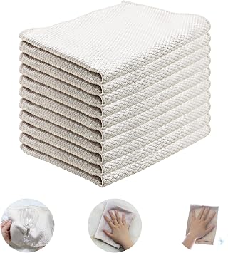 Choicy Microfiber Cleaning Cloth Reusable Cleaning Cloths Cleaning Rags 10Pcs 12×16inch Lint Free Dish Cloths No Odor Fi