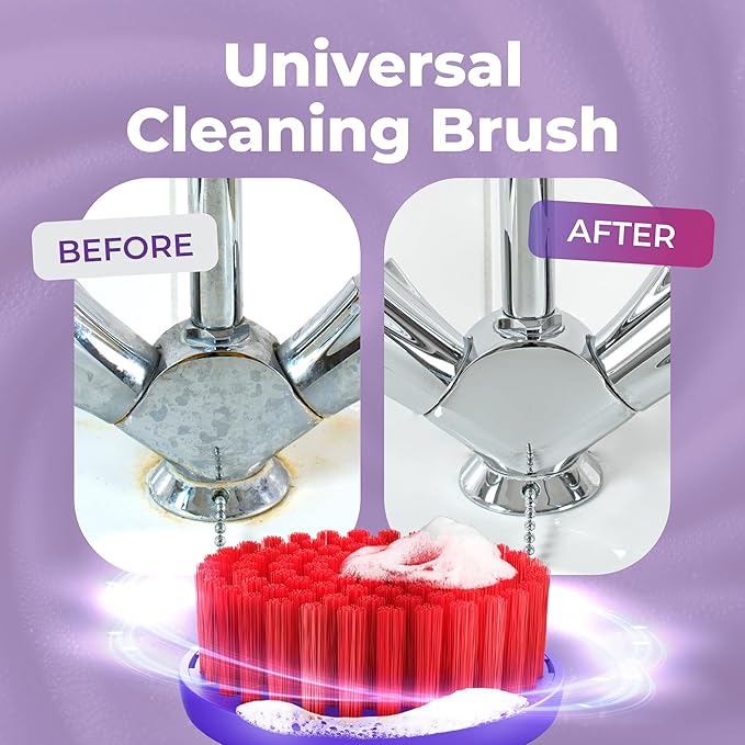 Synoshi PRO Round Brush Set (2 Units) for Electric Spin Scrubber Brush for Bathroom, Shower, Floor and Tiles. Electric Spin Scrubber Heads for Cleaning