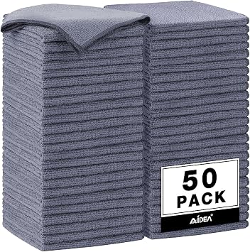 AIDEA Microfiber Cleaning Cloth Grey 50PK, Microfiber Towels, 12×12"
