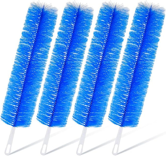 Sliner 4 Pcs Fan Cleaning Brush Bendable Fan Duster Cleaner Reusable Cobweb Duster Microfiber Head Dirt Remover for Ceiling Fans Blades, Air Vents, Curtains, Cars, Shutters (Blue)
