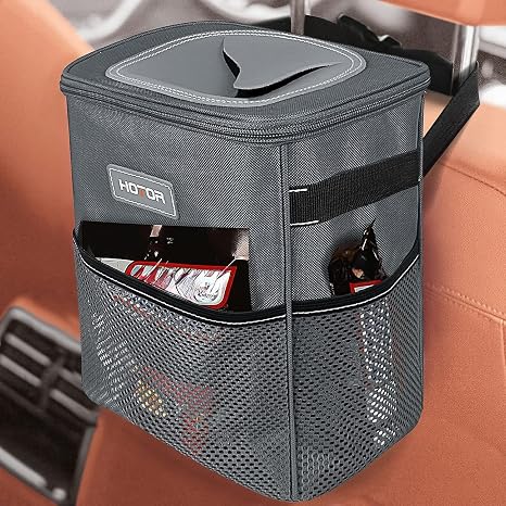 HOTOR Car Trash Can, Leakproof Car Organizer, 2-Gallon, Gray
