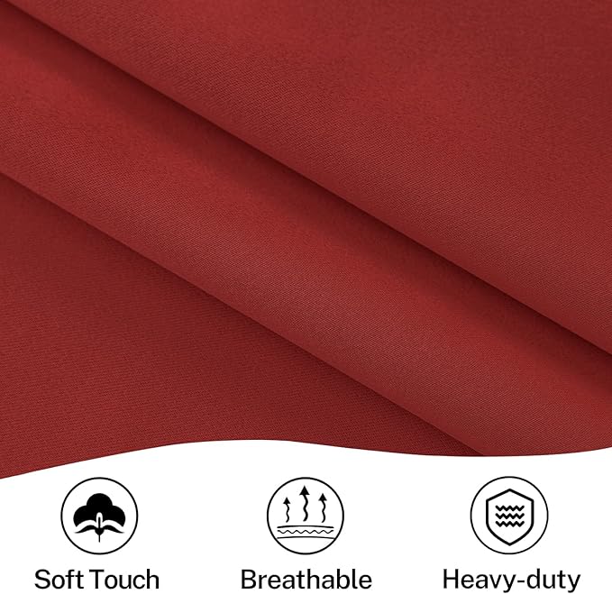 Vatge Privacy French Door Curtain - Thermal Insulated Self Adhesive Blackout Door Curtains with Tieback, 1 Panel, W54 x L40, Red