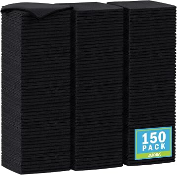 AIDEA Black Microfiber Cleaning Cloth-150PK, Cleaning Rags 12"x12"