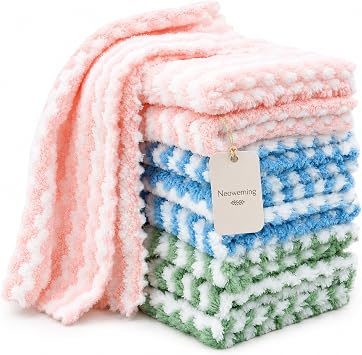 10PACK Kitchen Cleaning Cloths, Microfiber Dish Cloths: All-Purpose Washing/Soft/Lint Free/Absorbent/Quick Dry Reusable 