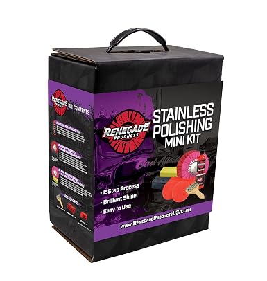 Renegade Products Stainless Polishing Mini Kit Complete with Buffing Wheels, Buffing Compounds, Microfibers & Rebel Red 