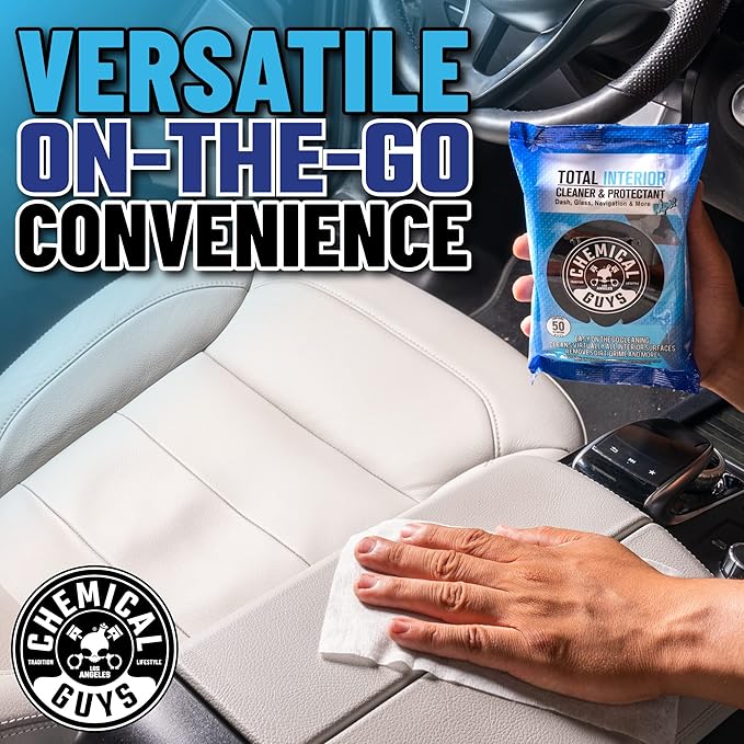 Chemical Guys PMWSPI22050 Total Interior Cleaner & Protectant Wipes Mega 100 Pack, Safe for Cars, Trucks, SUVs, Jeeps, Motorcycles, RVs & More ( 50 Ct)