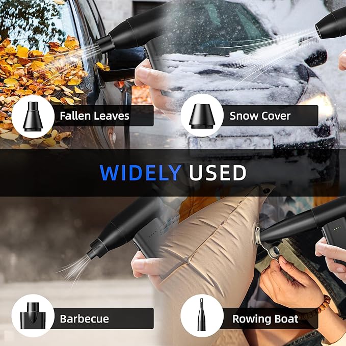 Electric Compressed Air Duster Mini Blower Cordless with Computer Vacuum Cleaner kit Lighting 180,000 RPM 5 Speed Handheld 3 in 1 USB-C for pc Keyboards Home Car BBQ Grill