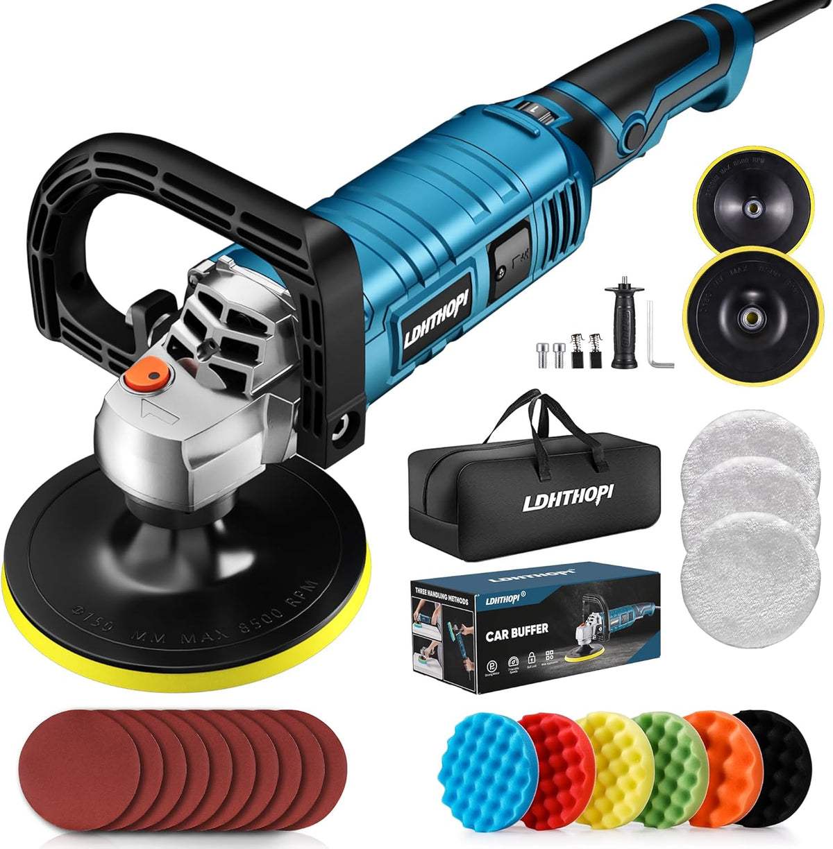 Buffer Polisher, 1600W 7 Inch/6 Inch Rotary Buffer Polisher Waxer, 7 Variable Speed 1000-3500 RPM, Detachable Handle for Car, Boat Sanding, Polishing, Waxing, 2026 Upgraded