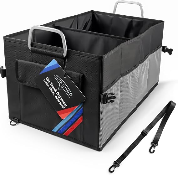 Car Trunk Organizer, Portable, Collapsible, Waterproof, Oxford Cloth, Aluminum Handle, Ideal for SUVs, Cars, Camping, St