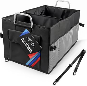 Car Trunk Organizer, Portable, Collapsible, Waterproof, Oxford Cloth, Aluminum Handle, Ideal for SUVs, Cars, Camping, St