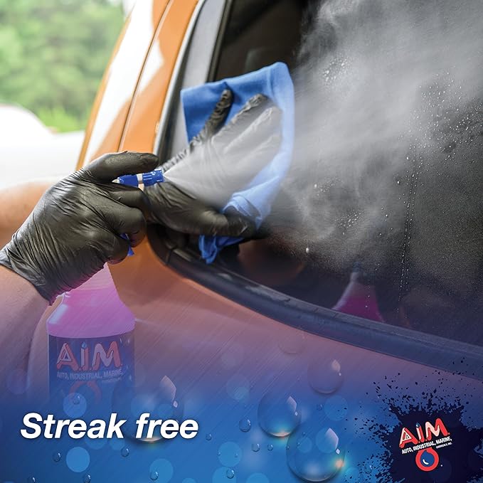 AIM Chemicals Ammoniated Glass Cleaner Concentrate - Streak-Free Shine for Windows, Cars, Homes, Offices - Dilutes 10:1 - Removes Dirt, Grime, Fingerprints - Ideal for Glass Spray Bottles - Gal