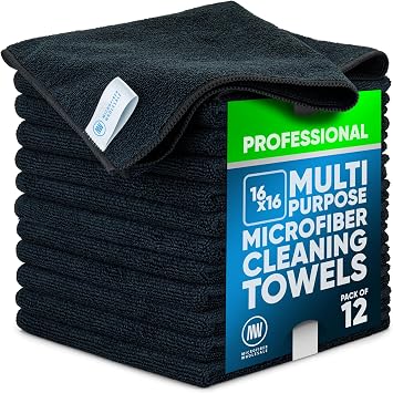 Microfiber Wholesale MW Pro 16x16 Auto Detailing Towels - Plush Car Drying Cloths for Wax Removal, Interiors & Body Shop