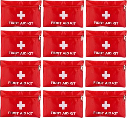 12 Pack Empty First Aid Kit Bag, Small First Aid Pouch Bulk, Water Resistant Travel Medical Organizer, Mini Emergency Su