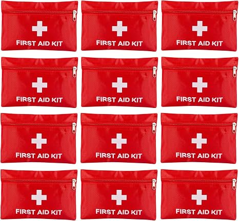 12 Pack Empty First Aid Kit Bag, Small First Aid Pouch Bulk, Water Resistant Travel Medical Organizer, Mini Emergency Su