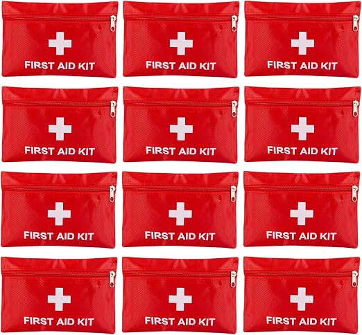 12 Pack Empty First Aid Kit Bag, Small First Aid Pouch Bulk, Water Resistant Travel Medical Organizer, Mini Emergency Su