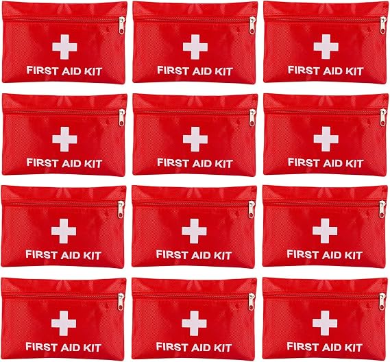 12 Pack Empty First Aid Kit Bag, Small First Aid Pouch Bulk, Water Resistant Travel Medical Organizer, Mini Emergency Su