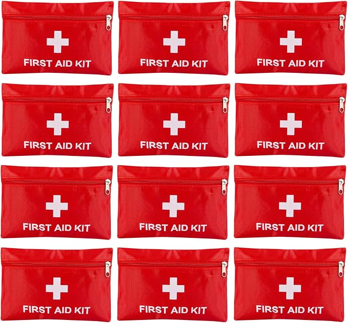 12 Pack Empty First Aid Kit Bag, Small First Aid Pouch Bulk, Water Resistant Travel Medical Organizer, Mini Emergency Su