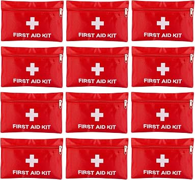 12 Pack Empty First Aid Kit Bag, Small First Aid Pouch Bulk, Water Resistant Travel Medical Organizer, Mini Emergency Su