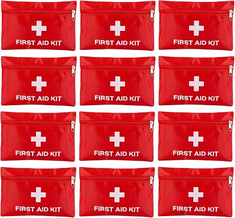 12 Pack Empty First Aid Kit Bag, Small First Aid Pouch Bulk, Water Resistant Travel Medical Organizer, Mini Emergency Su