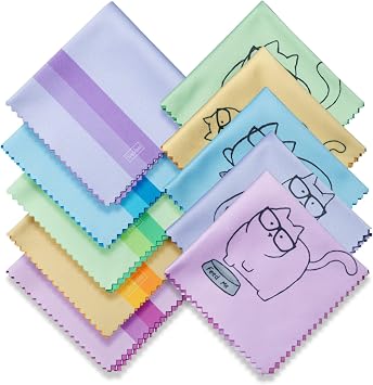 10 Pack Cute Kitty Cat Design Multicolor Microfiber Cleaning Cloths for Cleaning Eyeglasses Lenses Sunglasses and Cell P