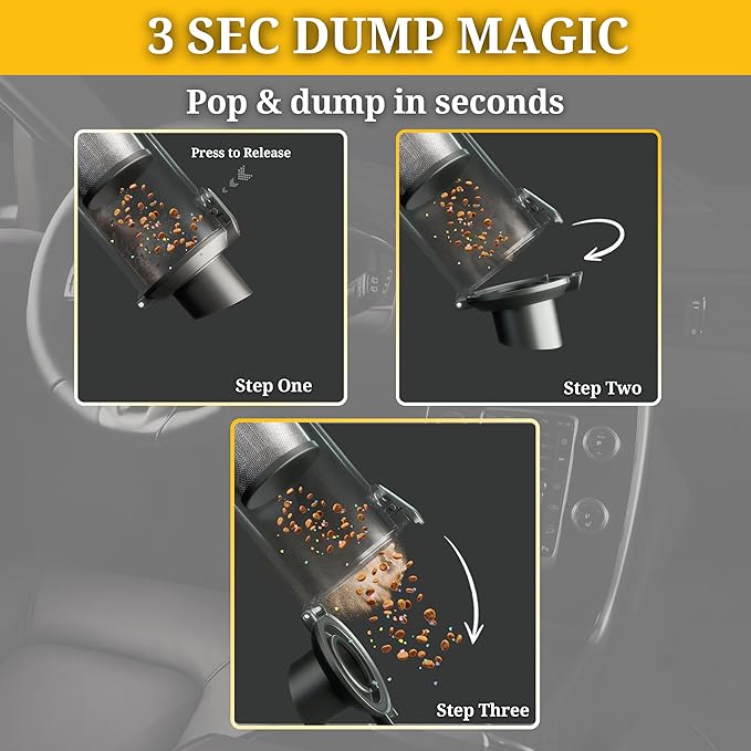 Car Vacuum Portable Cordless 20000Pa Powerful Handheld, Mini, Hoover Cleaner, 3 Speed Suction, Easy Empty, Rechargeable 7800mAh, Blower Inflator Deflator, Car Cleaning Kit