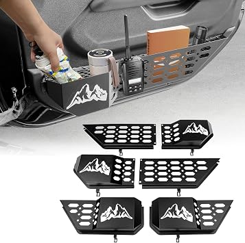 Metal Front Door Storage Box Pockets for 2018-2025 Jeep Wrangler JL JLU 4XE/Gladiator JT 4 Door Insert Bags Molle Panel 