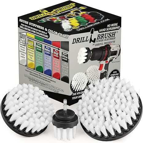 Drill Brush Attachment for Car Detailing & Washing, Wheels, Mats & Rugs