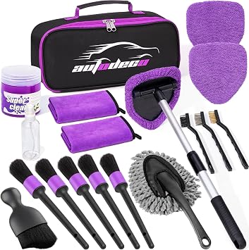 Windshield Cleaner Tool, 17Pcs Car Interior Detailing Kit, Detailing Brush, Towels, Duster, Car Cleaning Kit Interior fo