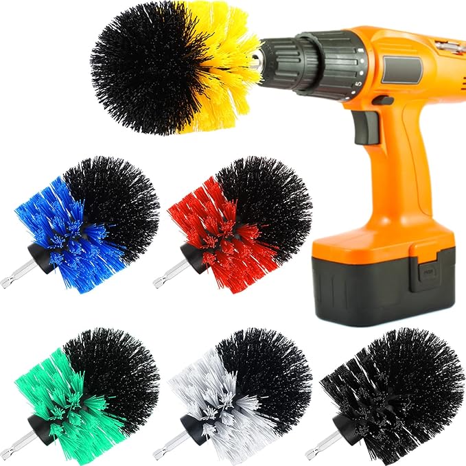 Drill Brush Nylon Drill Brush Attachment Electric Power Scrubber Scrub Brush Multi Purpose Cleaning Supplies for Drill Bathroom Surfaces Tub Grout Shower Kitchen Tile Auto Car (Multicolor, 6 Pcs)