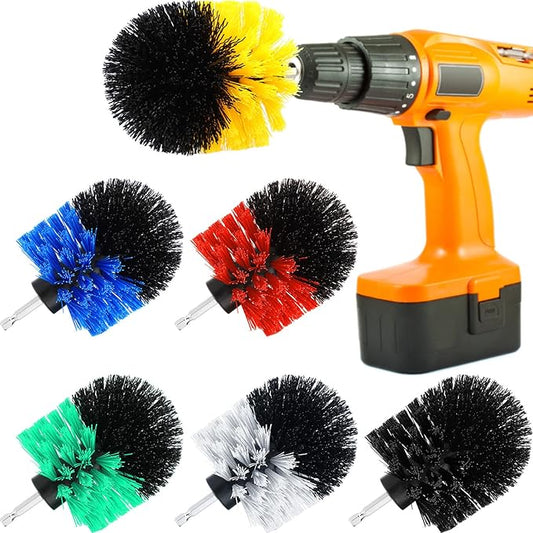 Drill Brush Nylon Drill Brush Attachment Electric Power Scrubber Scrub Brush Multi Purpose Cleaning Supplies for Drill Bathroom Surfaces Tub Grout Shower Kitchen Tile Auto Car (Multicolor, 6 Pcs)
