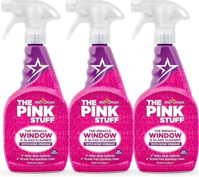 Stardrops - The Pink Stuff - The Miracle Window & Glass Cleaner with Rose Vinegar 3-Pack Bundle (3 Window & Glass Cleaner)