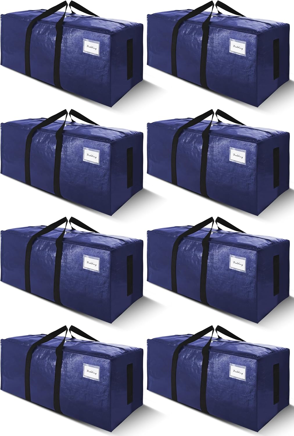 8 Pack 200LB Heavy-Duty Moving Bags with Wrap-Around Handles, Extra Large Storage Totes for Space Saving, Clothes Storage Bags, College Dorm Essentials, Blue, 24 Gal